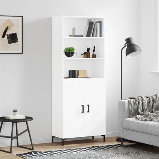 Greatstore Skříň highboard bílá 69,5 x 34 x 180 cm kompozitní dřevo