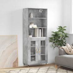 Greatstore Skříň highboard betonově šedá 69,5x34x180 cm kompozitní dřevo