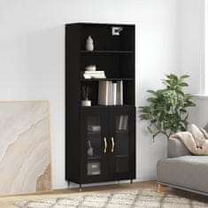 Greatstore Skříň highboard černá 69,5 x 34 x 180 cm kompozitní dřevo