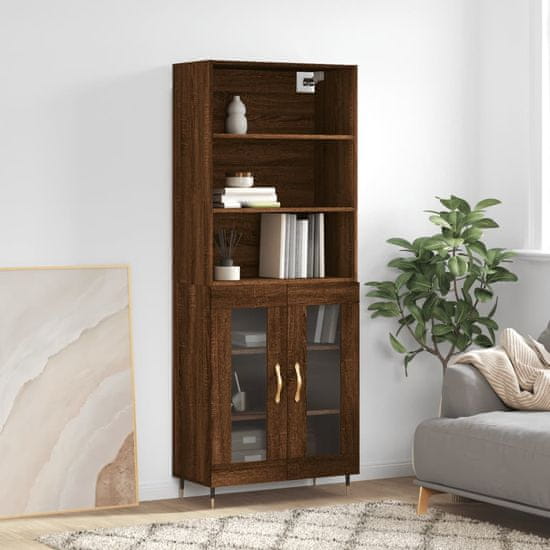 Greatstore Skříň highboard hnědý dub 69,5 x 34 x 180 cm kompozitní dřevo