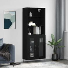 Greatstore Skříň highboard černá 69,5 x 34 x 180 cm kompozitní dřevo