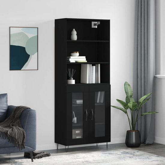 Vidaxl Skříň highboard černá 69,5 x 34 x 180 cm kompozitní dřevo