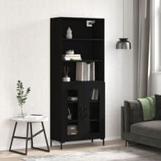 Greatstore Skříň highboard černá 69,5 x 34 x 180 cm kompozitní dřevo