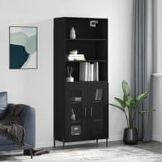 Greatstore Skříň highboard černá 69,5 x 34 x 180 cm kompozitní dřevo