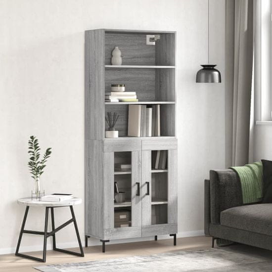 Greatstore Skříň highboard šedá sonoma 69,5 x 34 x 180 cm kompozitní dřevo