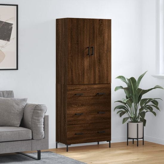 Vidaxl Skříň highboard hnědý dub 69,5 x 34 x 180 cm kompozitní dřevo