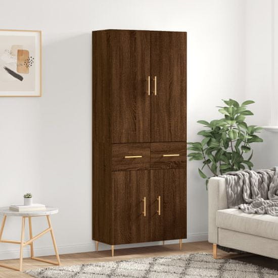 Vidaxl Skříň highboard hnědý dub 69,5 x 34 x 180 cm kompozitní dřevo