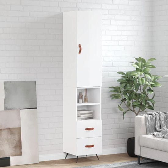 Greatstore Skříň highboard bílá s vysokým leskem 34,5x34x180 cm kompozit