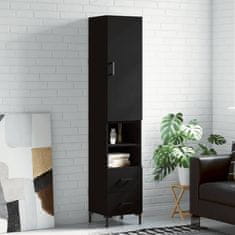 Greatstore Skříň highboard černá 34,5 x 34 x 180 cm kompozitní dřevo