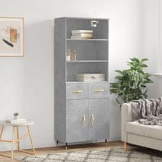 Greatstore Skříň highboard betonově šedá 69,5x34x180 cm kompozitní dřevo