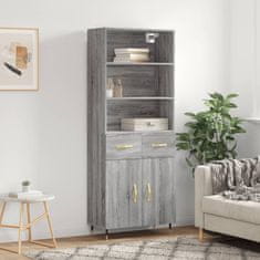 Greatstore Skříň highboard šedá sonoma 69,5 x 34 x 180 cm kompozitní dřevo