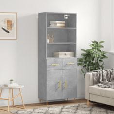 Greatstore Skříň highboard betonově šedá 69,5x34x180 cm kompozitní dřevo