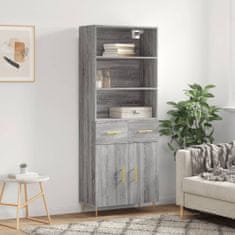 Greatstore Skříň highboard šedá sonoma 69,5 x 34 x 180 cm kompozitní dřevo