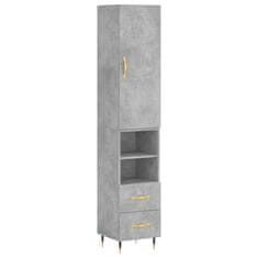 Greatstore Skříň highboard betonově šedá 34,5x34x180 cm kompozitní dřevo