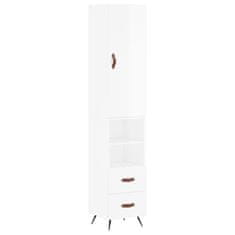 Greatstore Skříň highboard bílá s vysokým leskem 34,5x34x180 cm kompozit