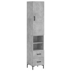 Greatstore Skříň highboard betonově šedá 34,5x34x180 cm kompozitní dřevo