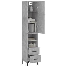 Greatstore Skříň highboard betonově šedá 34,5x34x180 cm kompozitní dřevo