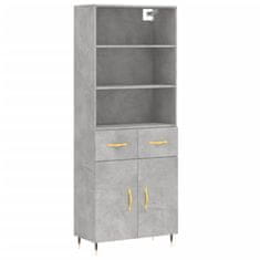 Greatstore Skříň highboard betonově šedá 69,5x34x180 cm kompozitní dřevo