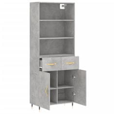 Greatstore Skříň highboard betonově šedá 69,5x34x180 cm kompozitní dřevo