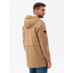 OMBRE Pánská bunda parka s kapsami V2 OM-JANP-22FW-004 světle hnědá MDN123259 S