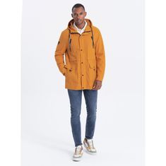 OMBRE Pánská bunda parka kapsami V3 OM-JANP-22FW-004 hořčicová MDN123260 M