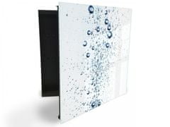 Glasdekor skříňka na klíče - vodní bubliny na bílém podkladu - Otevírání: Pravé, Barva skříňky: Černá