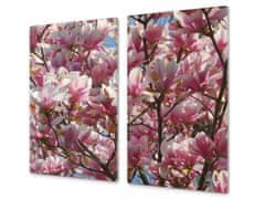 Glasdekor Ochranná deska květy magnolie - Ochranná deska: 70x70cm, Lepení na zeď: S lepením na zeď