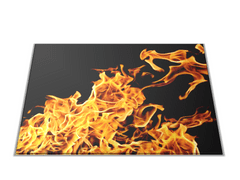 Glasdekor Skleněné prkénko plamen ohně na černém - Prkénko: 40x30cm