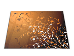 Glasdekor Skleněné prkénko malované bílo hnědé listí - Prkénko: 40x30cm