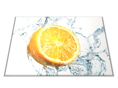 Glasdekor Skleněné prkénko ovoce půl pomeranče ve vodě - Prkénko: 30x20cm