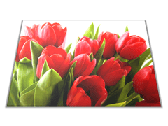 Glasdekor Skleněné prkénko květy červené tulipány - Prkénko: 30x20cm