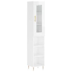 Vidaxl Skříň highboard bílá s vysokým leskem 34,5x34x180 cm kompozit