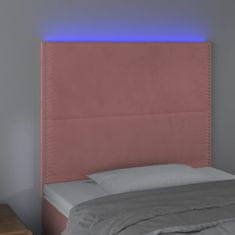 Greatstore Čelo postele s LED růžové 90x5x118/128 cm samet