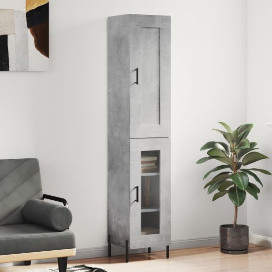 Vidaxl Skříň highboard betonově šedá 34,5x34x180 cm kompozitní dřevo