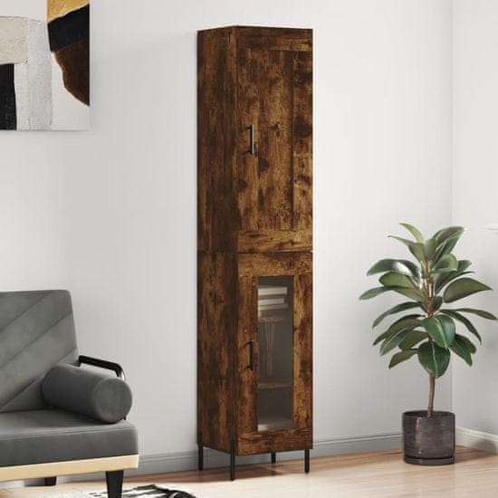 Greatstore Skříň highboard kouřový dub 34,5 x 34 x 180 cm kompozitní dřevo