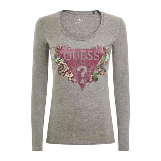 Guess Tričko šedé LS CN Floria Tee