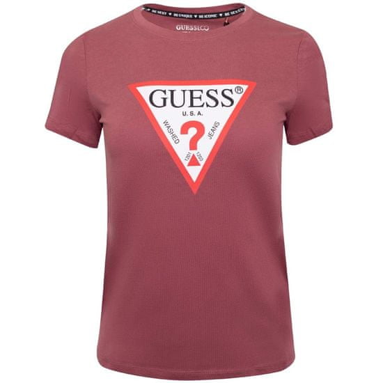 Guess Tričko vínově červené XS W1YI1BI3Z11G5R6