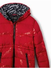 Desigual Červený holčičí zimní prošívaný kabát Desigual Letters 122-128