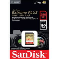 SanDisk Paměťová karta SDXC Extreme Plus 256GB UHS-I U3 (190R/ 130W)