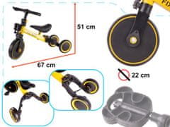 KIK KX5377_1 Trike Fix Mini dětská tříkolka 3v1 s pedály žlutá