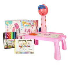 KIK Růžový kreslící stolek s projektorem žirafa