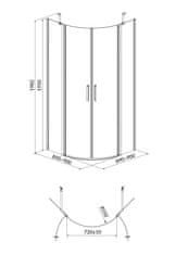 CERSANIT Moduo sprchový kout čtvrtkruh 90x90x195 R55 čiré S162-010 - Cersanit