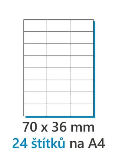 MaxOFFICE Etiketa 70x36mm/100ks, A4 bílá, Labels 1/24