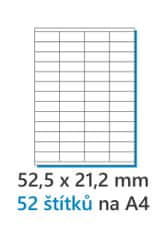 MaxOFFICE Etiketa 52,5x21,2mm/100ks, A4 bílá, Labels 1/52