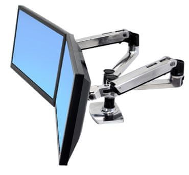 Ergotron ERGOTRONLX SIDE BY SIDE DUAL ARM, Polished Aluminum, stojan stolní pro 2LCD max 24"