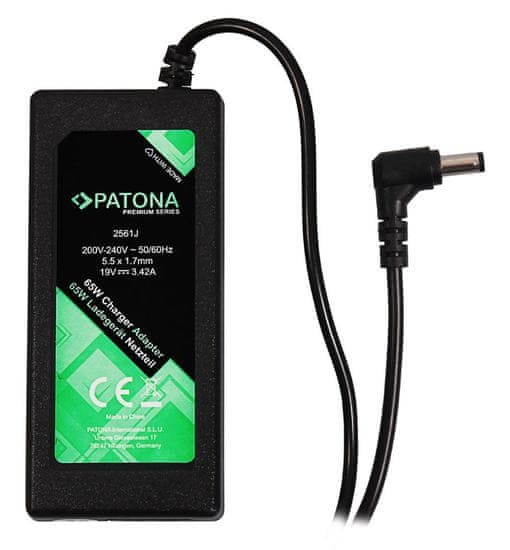 PATONA napájecí adaptér k ntb/ 19V/3,42A 65W/ konektor 5,5x1,7mm/ ACER PREMIUM/ délka kabelu 2,5 m