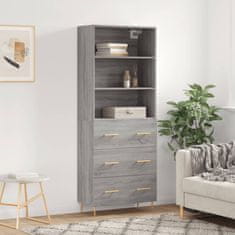 Greatstore Skříň highboard šedá sonoma 69,5 x 34 x 180 cm kompozitní dřevo