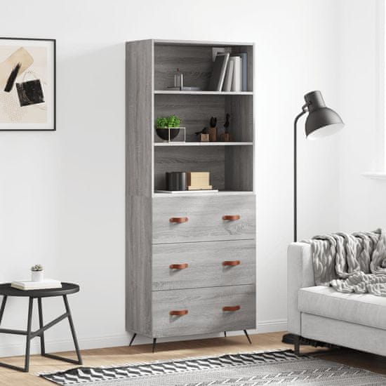 Greatstore Skříň highboard šedá sonoma 69,5 x 34 x 180 cm kompozitní dřevo