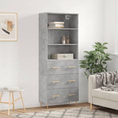 Greatstore Skříň highboard betonově šedá 69,5x34x180 cm kompozitní dřevo