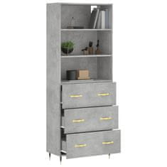 Greatstore Skříň highboard betonově šedá 69,5x34x180 cm kompozitní dřevo